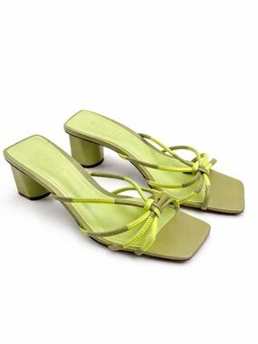 Schutz Bobbie Lime Green Strappy Sandal Heels Women’s Size 9